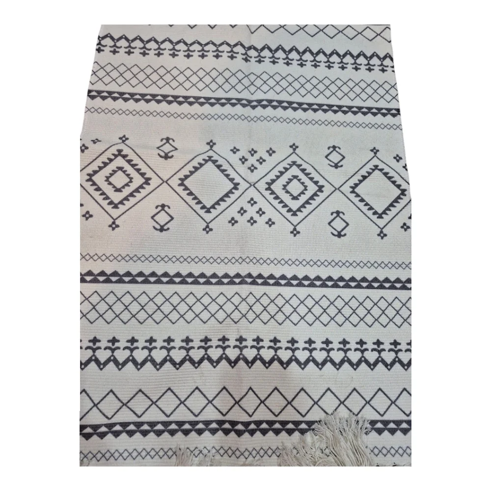 Boho Throw Rug White And Gray
